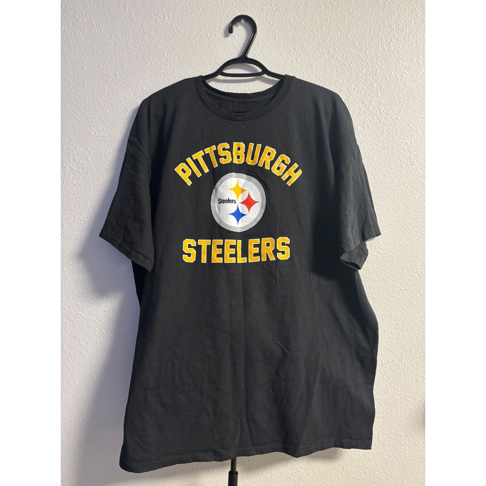 NFL Team Apparel Pittsburgh Steelers Graphic T-Shirt Black Mens 2XL 2022 Cotton